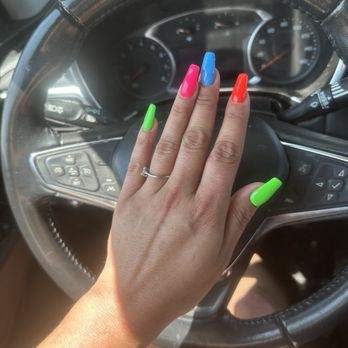 Rosy Nail Salon - Full set squared coffin nails. Absolutely gorgeous! - Nail Salons Near Me - Hazlet, New Jersey Rosy Nail Salon - Full set squared coffin nails. Absolutely gorgeous! - Nail Salons Near Me - Hazlet, New Jersey