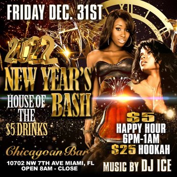 Chicagoan Bar - NYE Bash tonight! No entry fee, $5 Happy Hour till 1am, DJ, Belaire Toast at midnight, $25 Hookah - Bars Near Me - Miami, Florida Chicagoan Bar - NYE Bash tonight! No entry fee, $5 Happy Hour till 1am, DJ, Belaire Toast at midnight, $25 Hookah - Bars Near Me - Miami, Florida