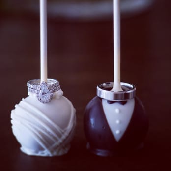 Sugar N Cake - wedding cake pops with wedding ring on top - Desserts Near Me Sugar N Cake - wedding cake pops with wedding ring on top - Desserts Near Me