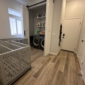 Continental Luxury - Laundry room with custom made accordion barn doors so we can use it as a guest room if we want! - General Contractors Near Me - Las Vegas, Nevada Continental Luxury - Laundry room with custom made accordion barn doors so we can use it as a guest room if we want! - General Contractors Near Me - Las Vegas, Nevada