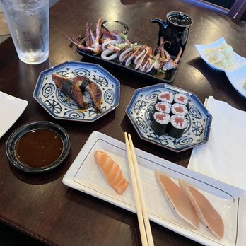 Sushi Shunka - Grilled squid, unagi sushi, tuna cut roll, salmon sushi, albacore sushi - Sushi Bars Near Me - Costa Mesa, California Sushi Shunka - Grilled squid, unagi sushi, tuna cut roll, salmon sushi, albacore sushi - Sushi Bars Near Me - Costa Mesa, California