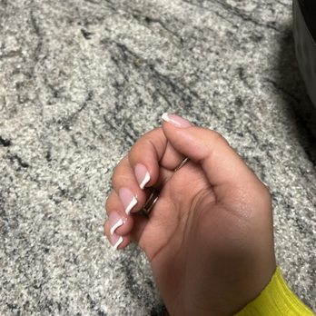 Clark Nails - Bad paint job. Can't really see the lumpiness but you can see how thick and chunky they are. - Nail Salons Near Me - Clark, New Jersey