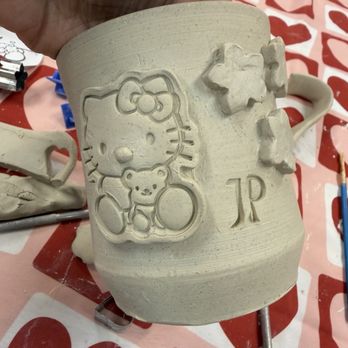 Common Ground Pottery - My Hello Kitty Mug in progress....cherry blossoms! - Art Classes Near Me - Henderson, Nevada