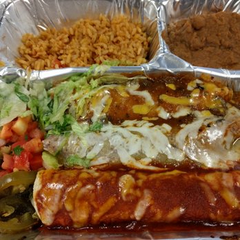 Chuy's - The Elvis Combo -  a beef,  a chicken,  and a cheese enchilada. Comes with a taco and 2 tostada chips. - Mexican Near Me - Dallas, Texas