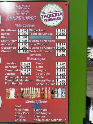 Menu photo 1 Taqueria Tehuacan Seattle, WA