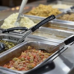 Hartz Chicken Buffet - Mac n cheese, gravy, rice, green beans, etc.
