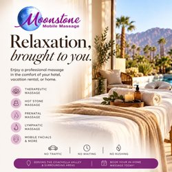 Moonstone Mobile Massage - Why drive to a spa when the spa can come to you? 