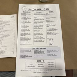 Union Hill Grill - Dinner menu