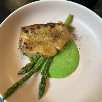 8282 - Chilean sea bass  Soy marinade seabass, wasabi pea puree with shishito pepper and chimichurri - Korean Near Me - New York, New York
