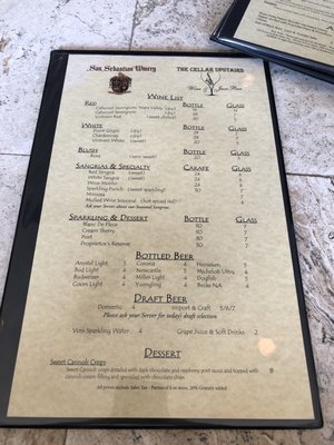 Menu photo 7 The Cellar Upstairs St. Augustine, FL