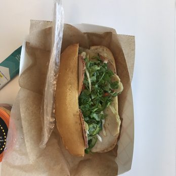 Saigon Lily - Traditional banh mi sandwich - also came with a type of chip which isn't pictured - Food Trucks Near Me Saigon Lily - Traditional banh mi sandwich - also came with a type of chip which isn't pictured - Food Trucks Near Me