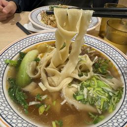 Braised beef noodle ( extra green onion and flat thick noodles)