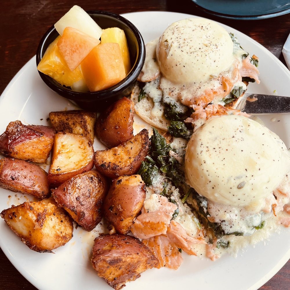 Wildflower Cafe - Eggs Benedict with salmon - Breakfast & Brunch Near Me - Redondo Beach, California Wildflower Cafe - Eggs Benedict with salmon - Breakfast & Brunch Near Me - Redondo Beach, California