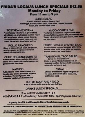 Menu photo 1 Frida's Mexican Grill Napa, CA