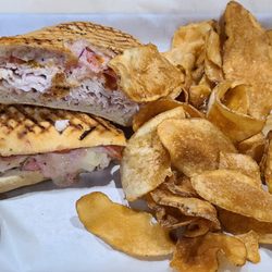 Lucky Joe's - Turkey Jack Panini Sandwich w/ Saratoga chips.