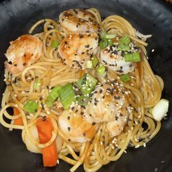 The Hoke Poke Noodle Bar - Grilled shrimp noodle bowl