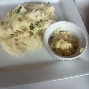 Drew's on Halsted - Mashed potatoes with side of raw garlic. - American Near Me - Chicago, Illinois Drew's on Halsted - Mashed potatoes with side of raw garlic. - American Near Me - Chicago, Illinois