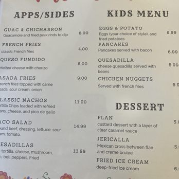 Valentina's - Menu August 2024 page 3 - Mexican Near Me - Fairfield, California