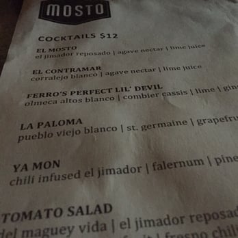 Mosto - Cocktails Menu - Cocktail Bars Near Me - San Francisco, California Mosto - Cocktails Menu - Cocktail Bars Near Me - San Francisco, California