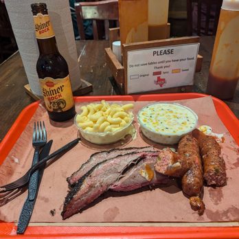 Terry Black's Barbecue - brisket with sausage link - Barbeque Near Me - Austin, Texas