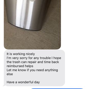 Infinity Moving - Message about trash can getting fixed - Movers Near Me - Austin, Texas