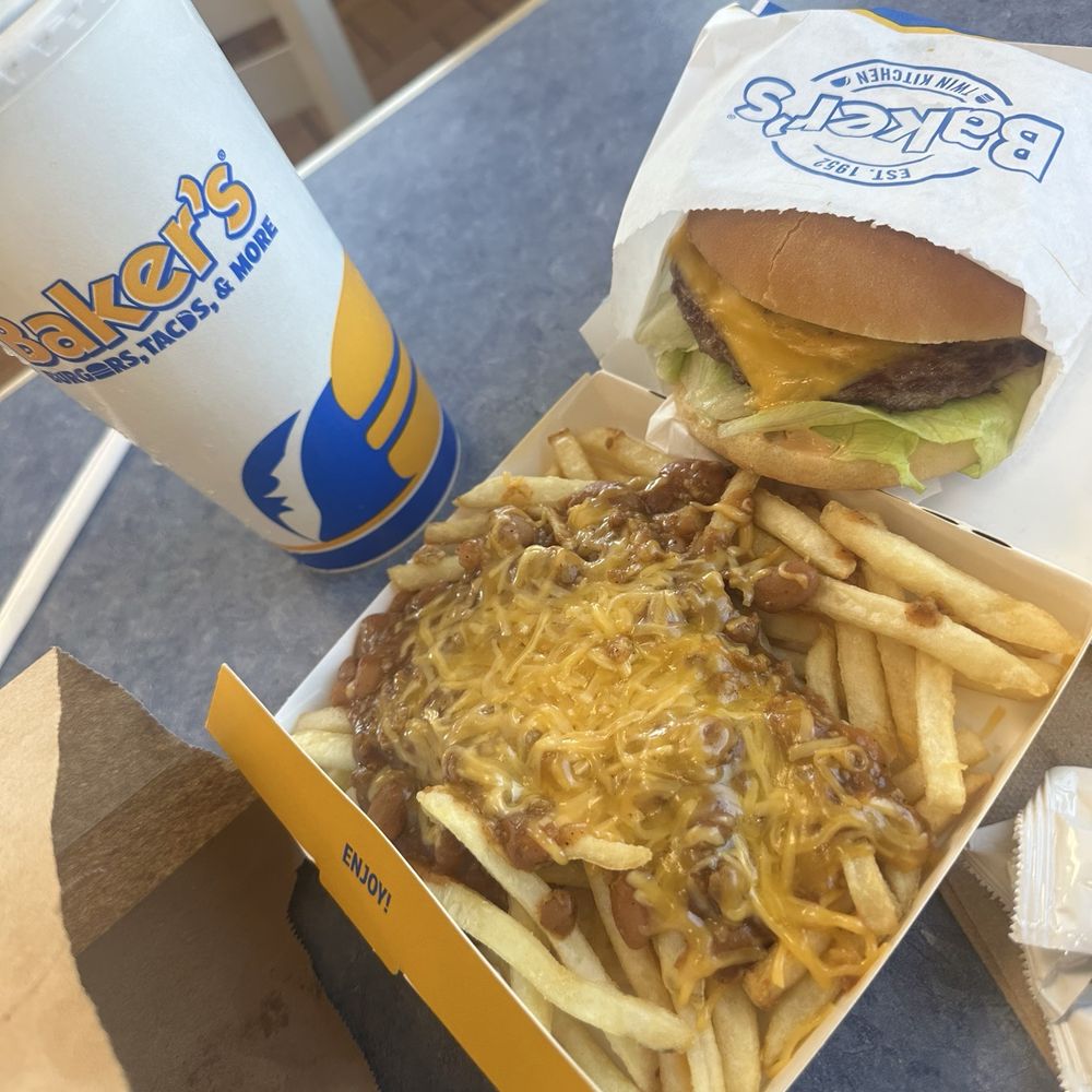 Baker's Drive-Thru - Classic Double, Chili Cheese Fries - Burgers Near Me - Colton, California