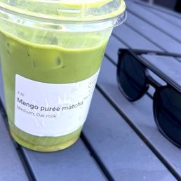Mango Matcha with oak milk Mango Matcha with oak milk