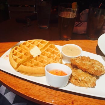 Pomegranate Bistro - Chicken and waffles with a side of gravy. Fatty boyfriend status. Delicious he says. - Breakfast & Brunch Near Me - Redmond, Washington Pomegranate Bistro - Chicken and waffles with a side of gravy. Fatty boyfriend status. Delicious he says. - Breakfast & Brunch Near Me - Redmond, Washington