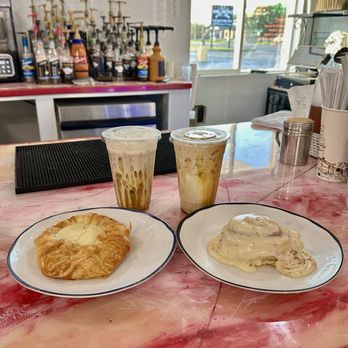 Paint Rock Coffee - Left: Latte & Danish Right: Macchiato & Cinnamon roll - Coffee & Tea Near Me - Amarillo, Texas Paint Rock Coffee - Left: Latte & Danish Right: Macchiato & Cinnamon roll - Coffee & Tea Near Me - Amarillo, Texas