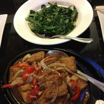 Oriental Bistro - Sizzling tofu and garlicky A-choy - Asian Fusion Near Me - Lawrence, Kansas
