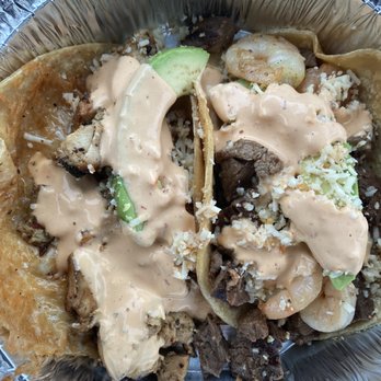 Lucha Libre - Surf and Turf Taco, and chicken Queso Taco - Mexican Near Me - San Diego, California
