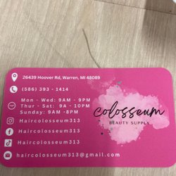 Colosseum Beauty Supply - Business card
