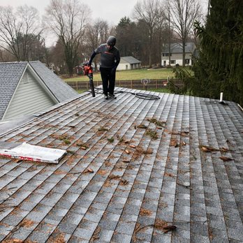 J&M Gutter Pros - Gutter Cleaning (Using Blower to blow dirt from roof) - Gutter Services Near Me