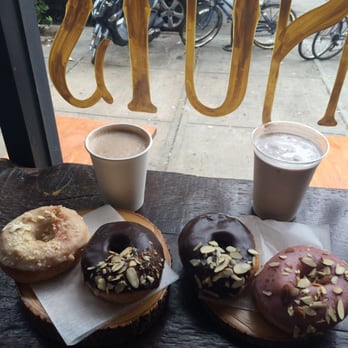 Dun-Well Doughnuts - Blueberry almond, chocolate almond, and I believe my sister had the cashew crunch - Donuts Near Me - Brooklyn, New York