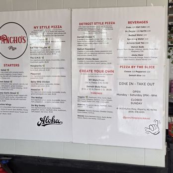 Pancho’s Pizza - Their menu - Pizza Near Me - Kapaʻa, Hawaii Pancho’s Pizza - Their menu - Pizza Near Me - Kapaʻa, Hawaii
