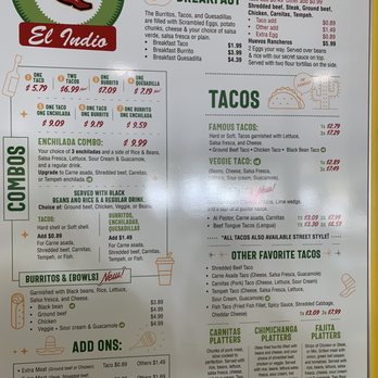 El Indio Real Mexican Food - Menu B - Ice Cream & Frozen Yogurt Near Me - Gainesville, Florida El Indio Real Mexican Food - Menu B - Ice Cream & Frozen Yogurt Near Me - Gainesville, Florida
