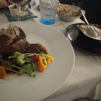 Atmosphère - Beef tenderloin with seared fois gras on top and side of potatoes - French Near Me - Chamonix Mont Blanc, 74 Atmosphère - Beef tenderloin with seared fois gras on top and side of potatoes - French Near Me - Chamonix Mont Blanc, 74