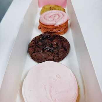 Crumbl - Main Line - Crumbl Cookies 4-pack: Milk Chocolate Chip, Strawberry Cake, Brownie Batter, The Original Pink Sugar Cookie - Bakeries Near Me - Wynnewood, Pennsylvania