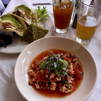 Santa Barbara FisHouse - Rockfish ceviche in the foreground. Epic! Local cod fish tacos rear left. Spectacular! - Seafood Near Me - Santa Barbara, California Santa Barbara FisHouse - Rockfish ceviche in the foreground. Epic! Local cod fish tacos rear left. Spectacular! - Seafood Near Me - Santa Barbara, California