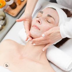 Freddy Fox Face Total Skincare - Client enjoying serene relaxation during the exfoliating enzyme treatment and facial massage at Freddy Fox Face Total Skincare, Oakland