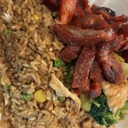 Chow Time - Two item entree.   Boneless ribs and chicken teriyaki