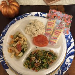 Ski Burger - A cold cut special featuring chicken salad, broccoli salad and pasta salad.