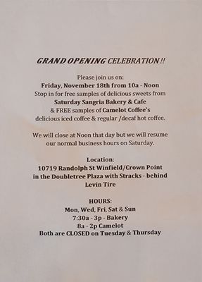 Menu photo 4 Saturday Sangria Bakery & Cafe Crown Point, IN Menu photo 4 Saturday Sangria Bakery & Cafe Crown Point, IN