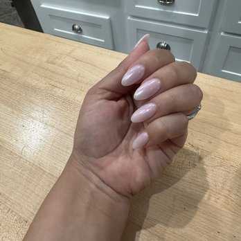 Happy Nails & Spa - Almond shaped pink acrylics with purple and pearl chrome. - Nail Salons Near Me - Frisco, Texas Happy Nails & Spa - Almond shaped pink acrylics with purple and pearl chrome. - Nail Salons Near Me - Frisco, Texas