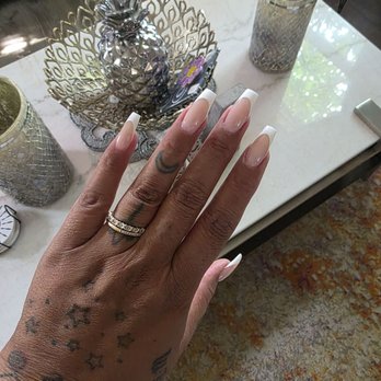 Intown Nail Design - Acrylic fill in with gel polish, French tip, coffin shape - Nail Salons Near Me - Leesburg, Virginia