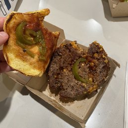 Cheeseburger with the extra jalapeños I got...