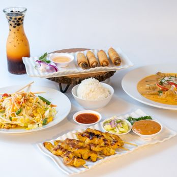 Thai Bistro - a variety of food items on a table - Thai Near Me - Santa Barbara, California Thai Bistro - a variety of food items on a table - Thai Near Me - Santa Barbara, California
