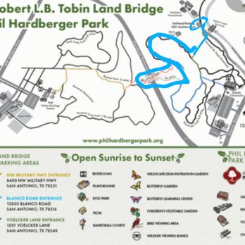 Phil Hardberger Park Conservancy - Route in blue from Trailhead Parking to Sky Walk and Landbridge. - Parks Near Me - San Antonio, Texas Phil Hardberger Park Conservancy - Route in blue from Trailhead Parking to Sky Walk and Landbridge. - Parks Near Me - San Antonio, Texas
