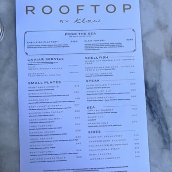 Klaw Miami - Rooftop menu - Steakhouses Near Me - Miami, Florida