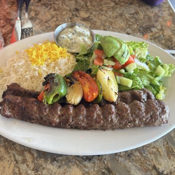 Panini Kabob Grill - Beef Koobideh Kabob with Avocado Salad - Mediterranean Near Me - Burbank, California Panini Kabob Grill - Beef Koobideh Kabob with Avocado Salad - Mediterranean Near Me - Burbank, California